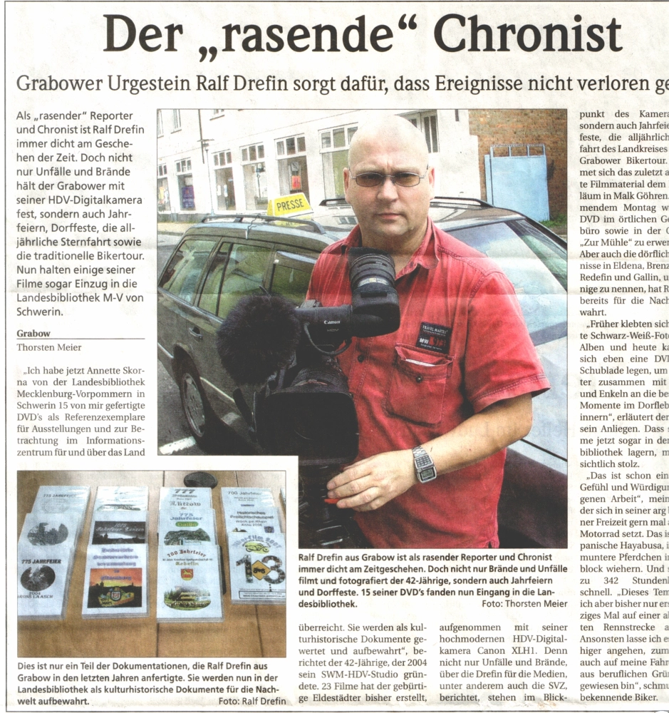 SWM-DV Studio-Artikel in der Zeitung